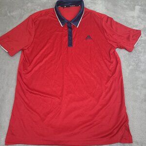 Adidas Men's Large (L) Aeroready Climacool‎ Red Short Sleeve Polo Shirt